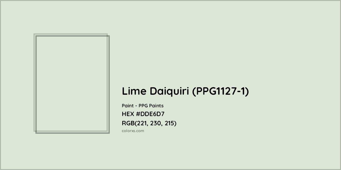 HEX #DDE6D7 Lime Daiquiri (PPG1127-1) Paint PPG Paints - Color Code