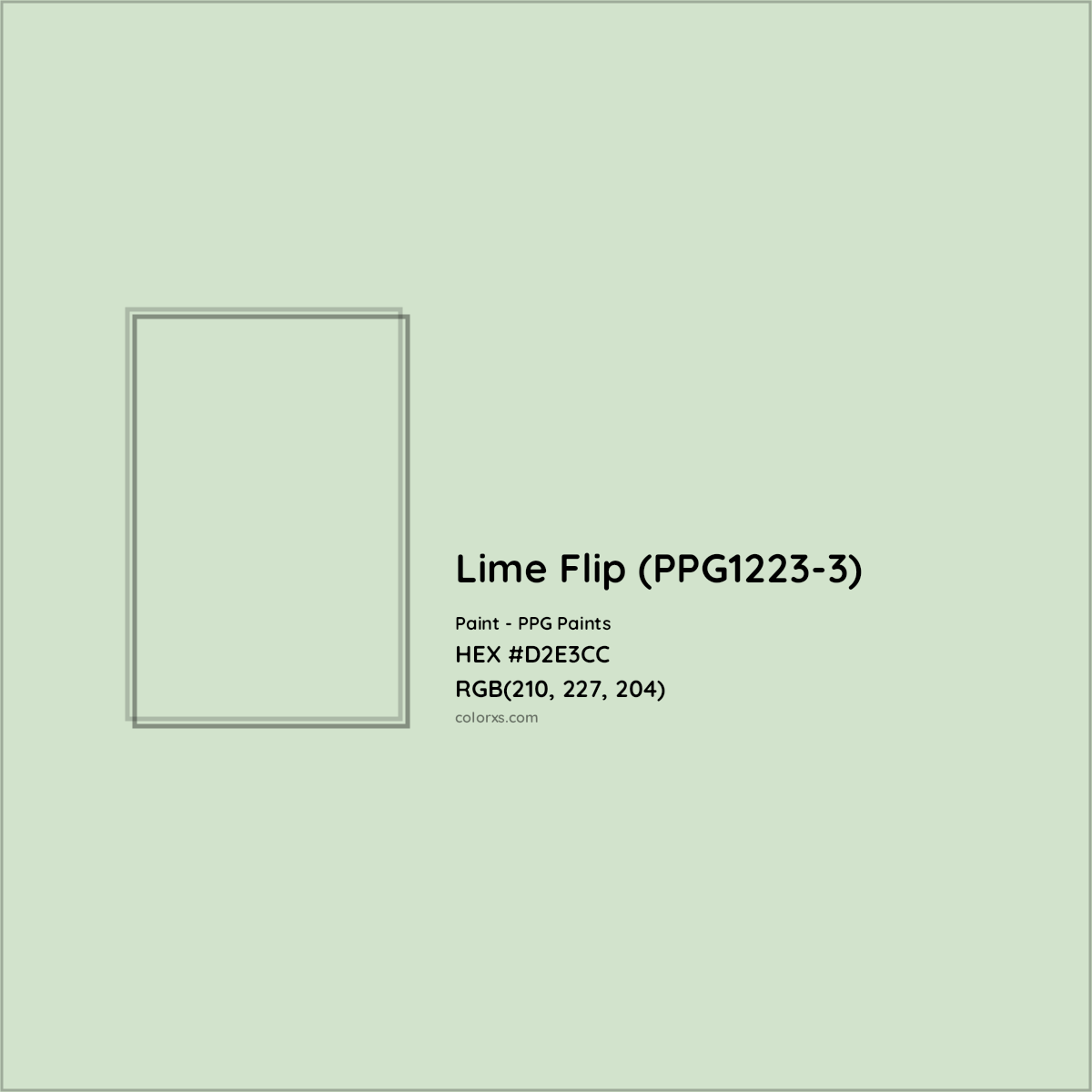 HEX #D2E3CC Lime Flip (PPG1223-3) Paint PPG Paints - Color Code