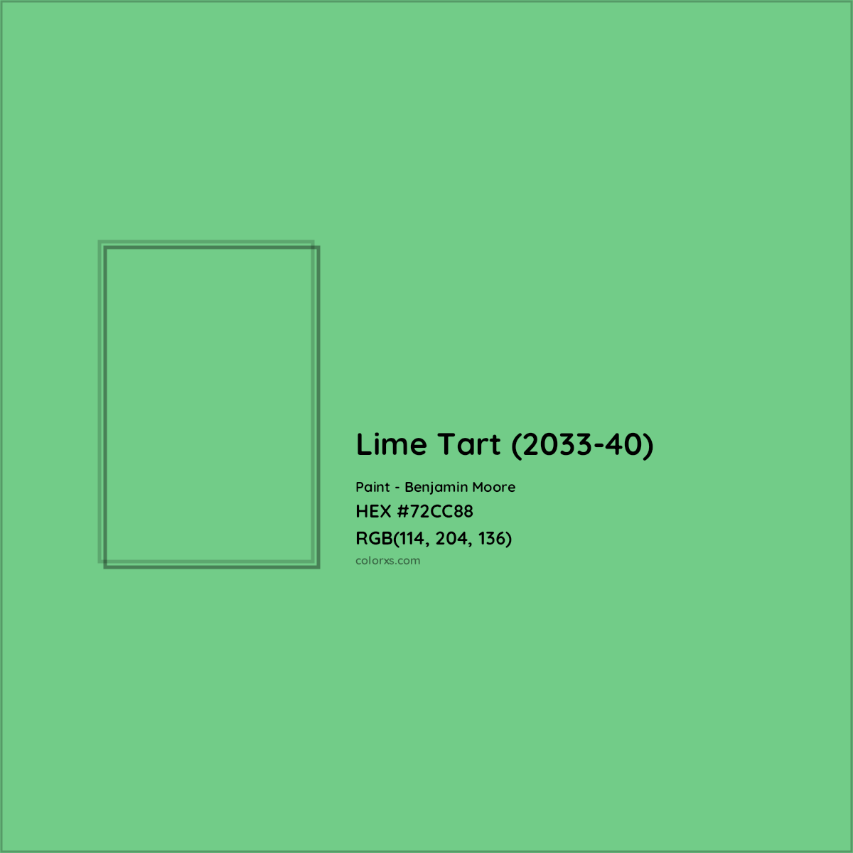 HEX #72CC88 Lime Tart (2033-40) Paint Benjamin Moore - Color Code