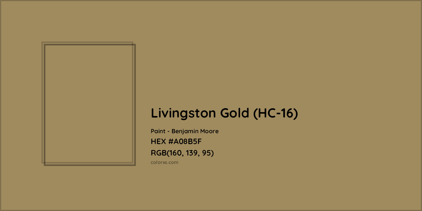 HEX #A08B5F Livingston Gold (HC-16) Paint Benjamin Moore - Color Code