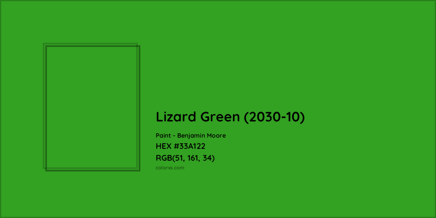 HEX #33A122 Lizard Green (2030-10) Paint Benjamin Moore - Color Code