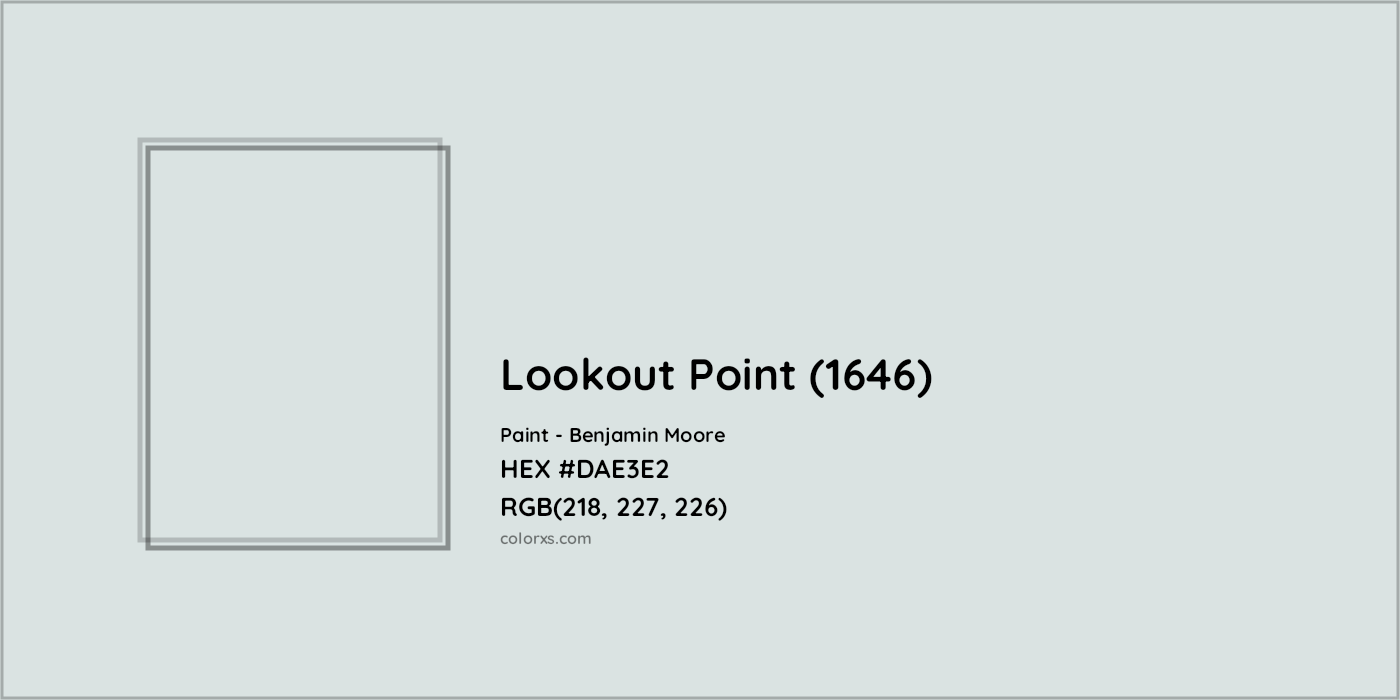 HEX #DAE3E2 Lookout Point (1646) Paint Benjamin Moore - Color Code