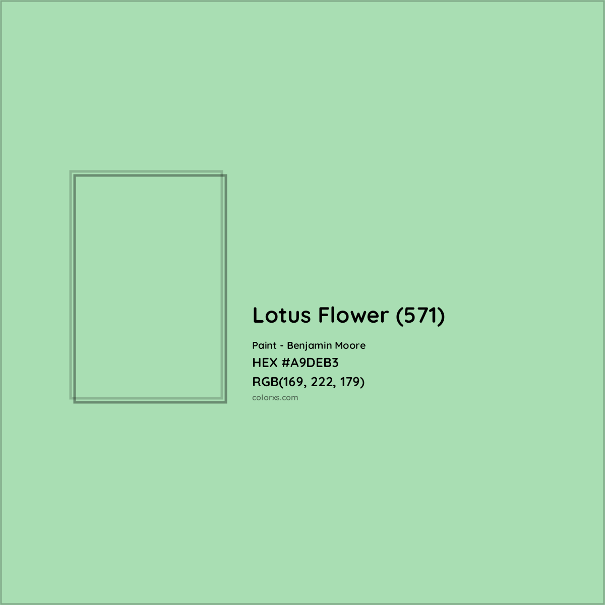 HEX #A9DEB3 Lotus Flower (571) Paint Benjamin Moore - Color Code