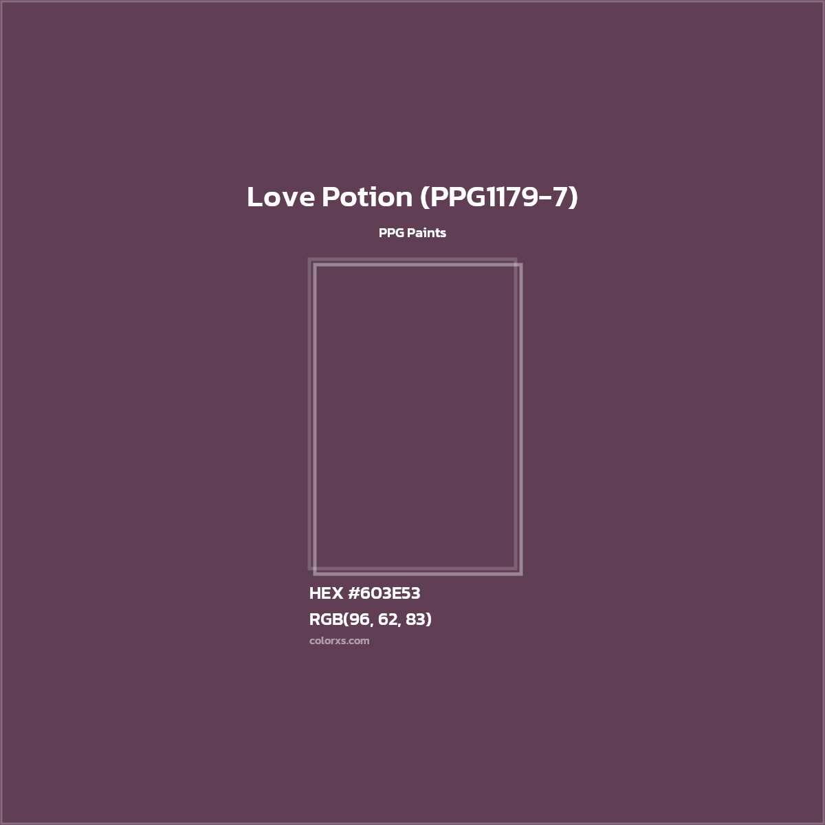 HEX #603E53 Love Potion (PPG1179-7) Paint PPG Paints - Color Code