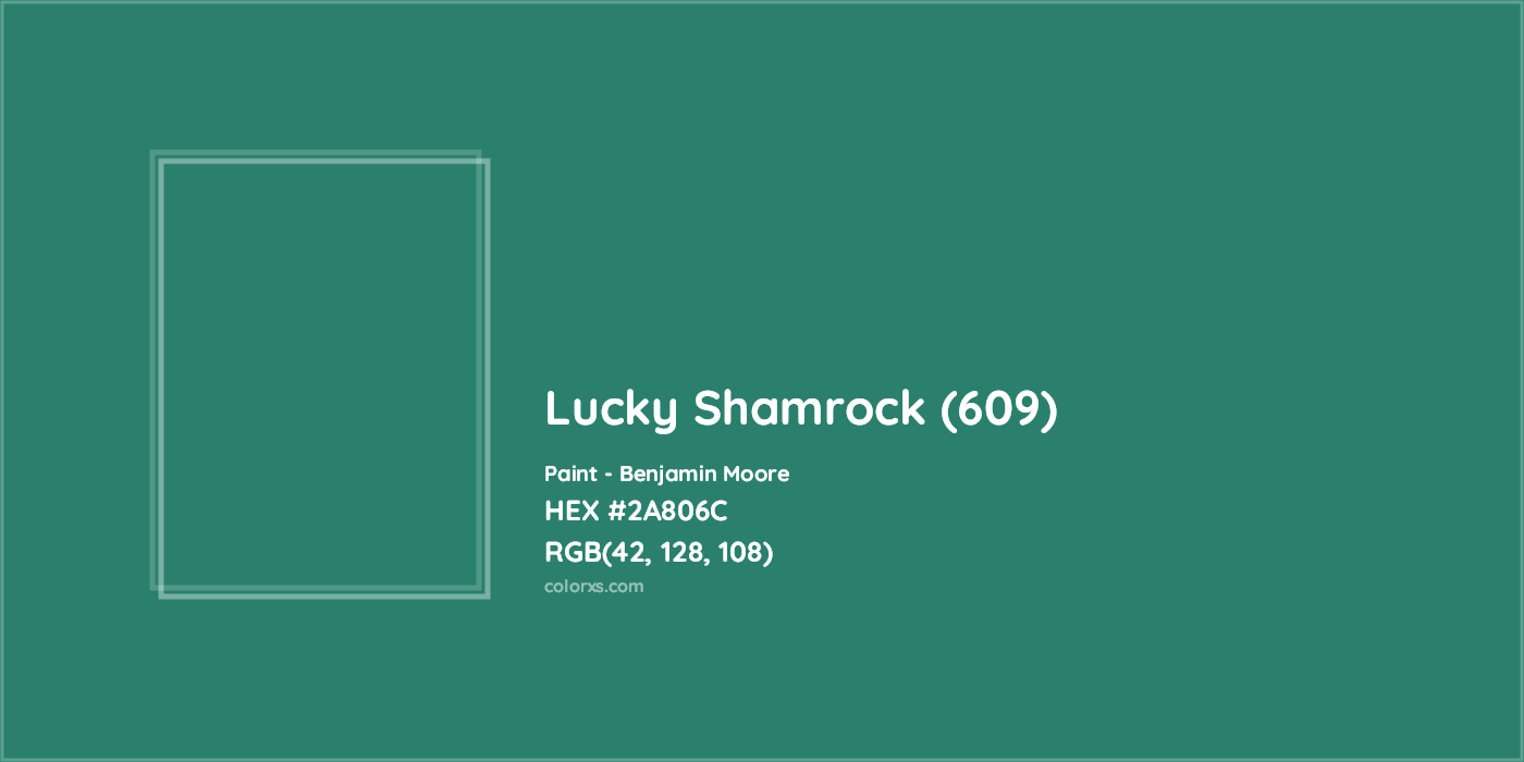 HEX #2A806C Lucky Shamrock (609) Paint Benjamin Moore - Color Code