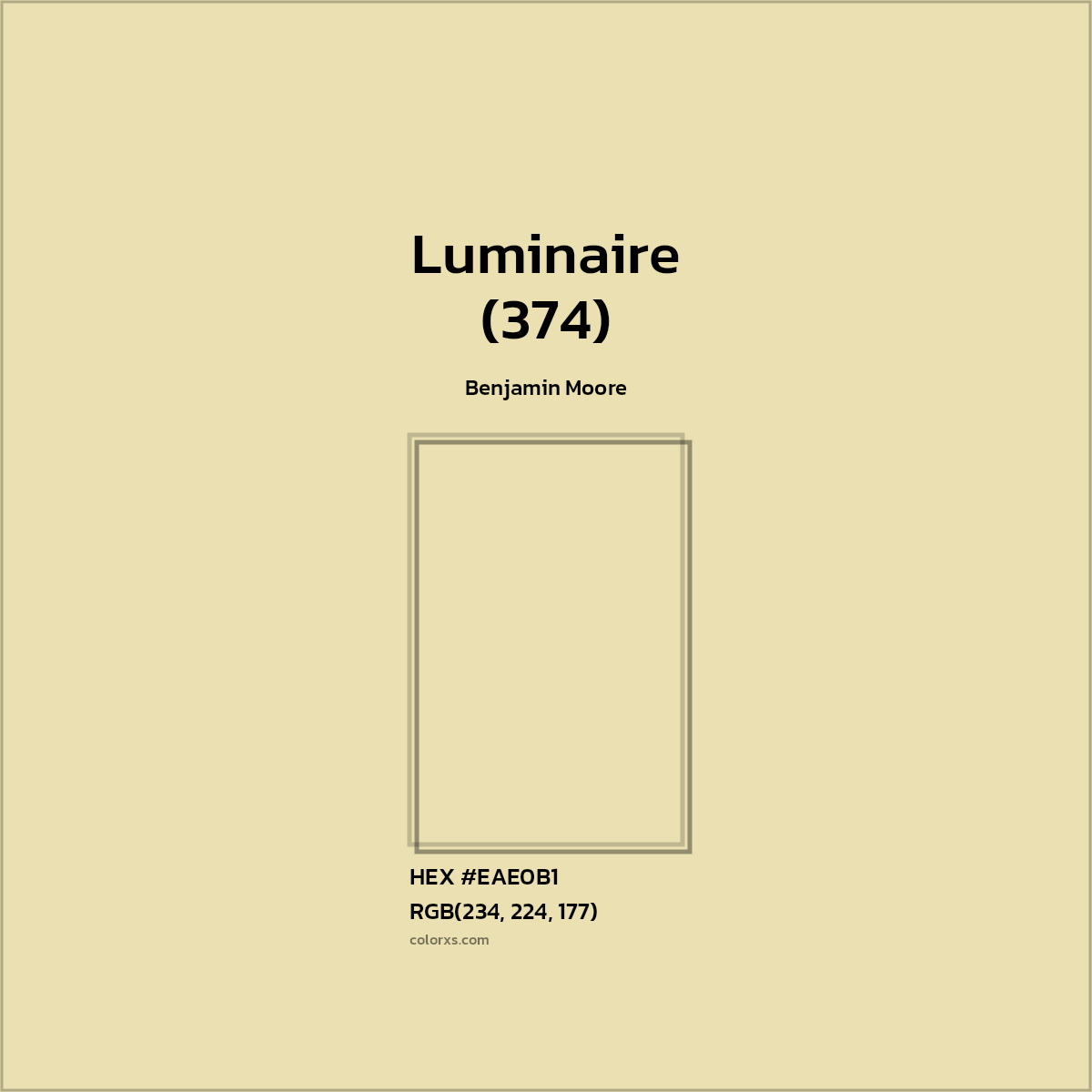 HEX #EAE0B1 Luminaire (374) Paint Benjamin Moore - Color Code