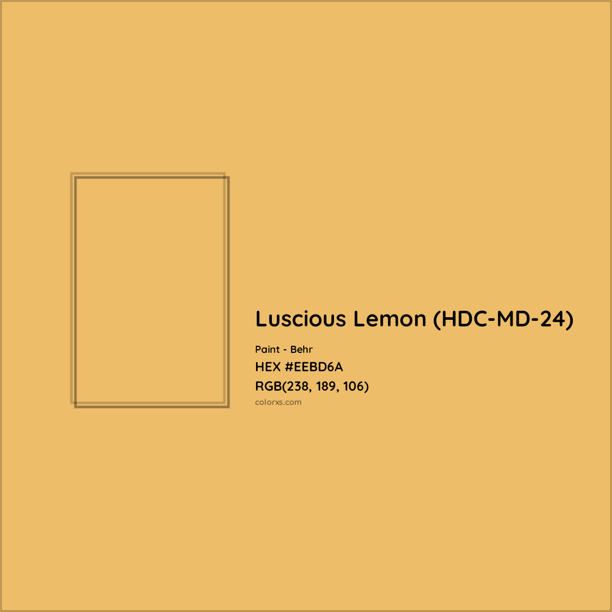 HEX #EEBD6A Luscious Lemon (HDC-MD-24) Paint Behr - Color Code
