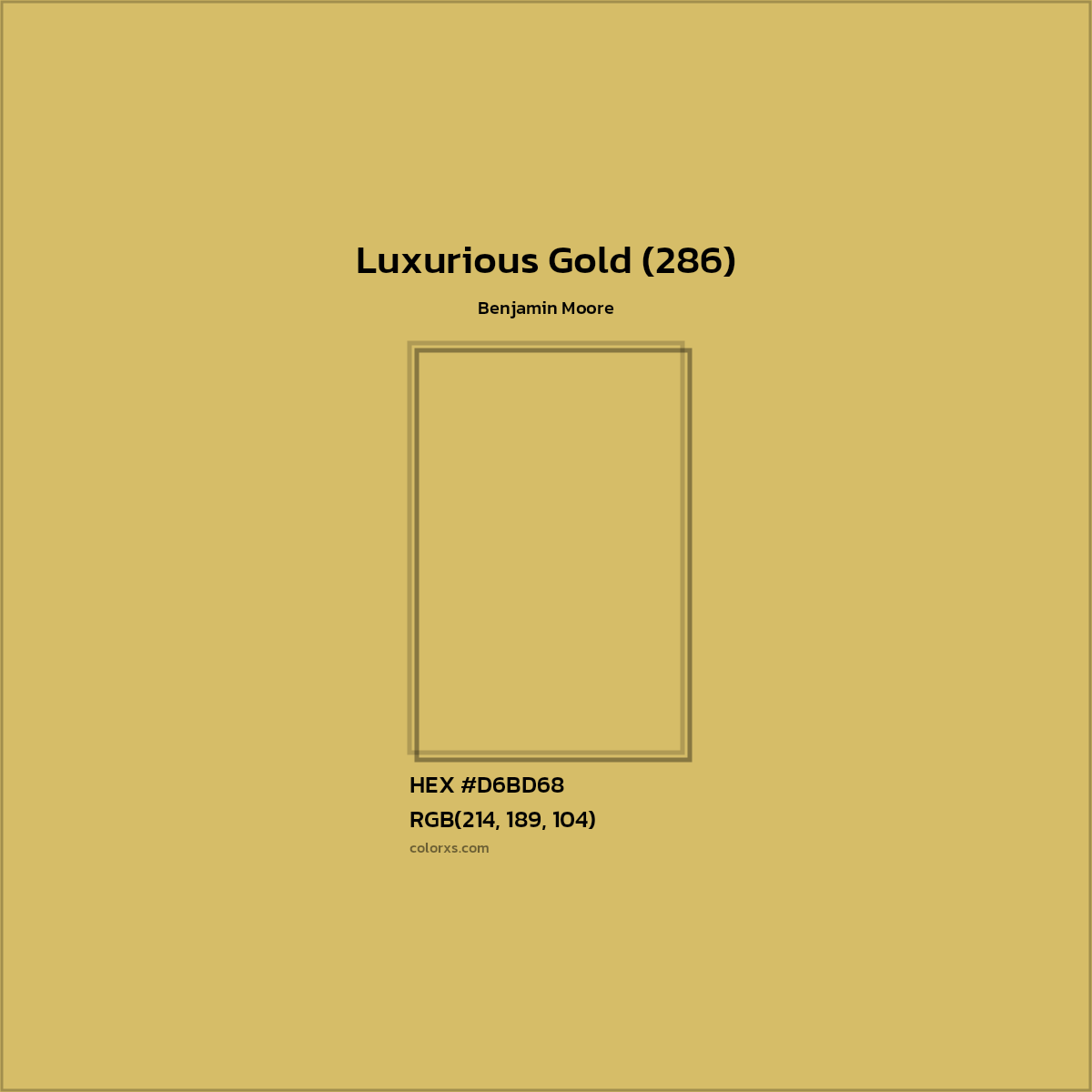 HEX #D6BD68 Luxurious Gold (286) Paint Benjamin Moore - Color Code