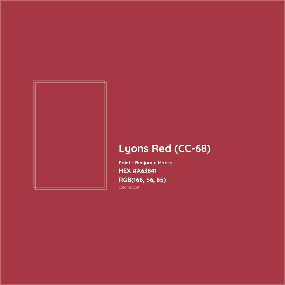 HEX #A63841 Lyons Red (CC-68) Paint Benjamin Moore - Color Code