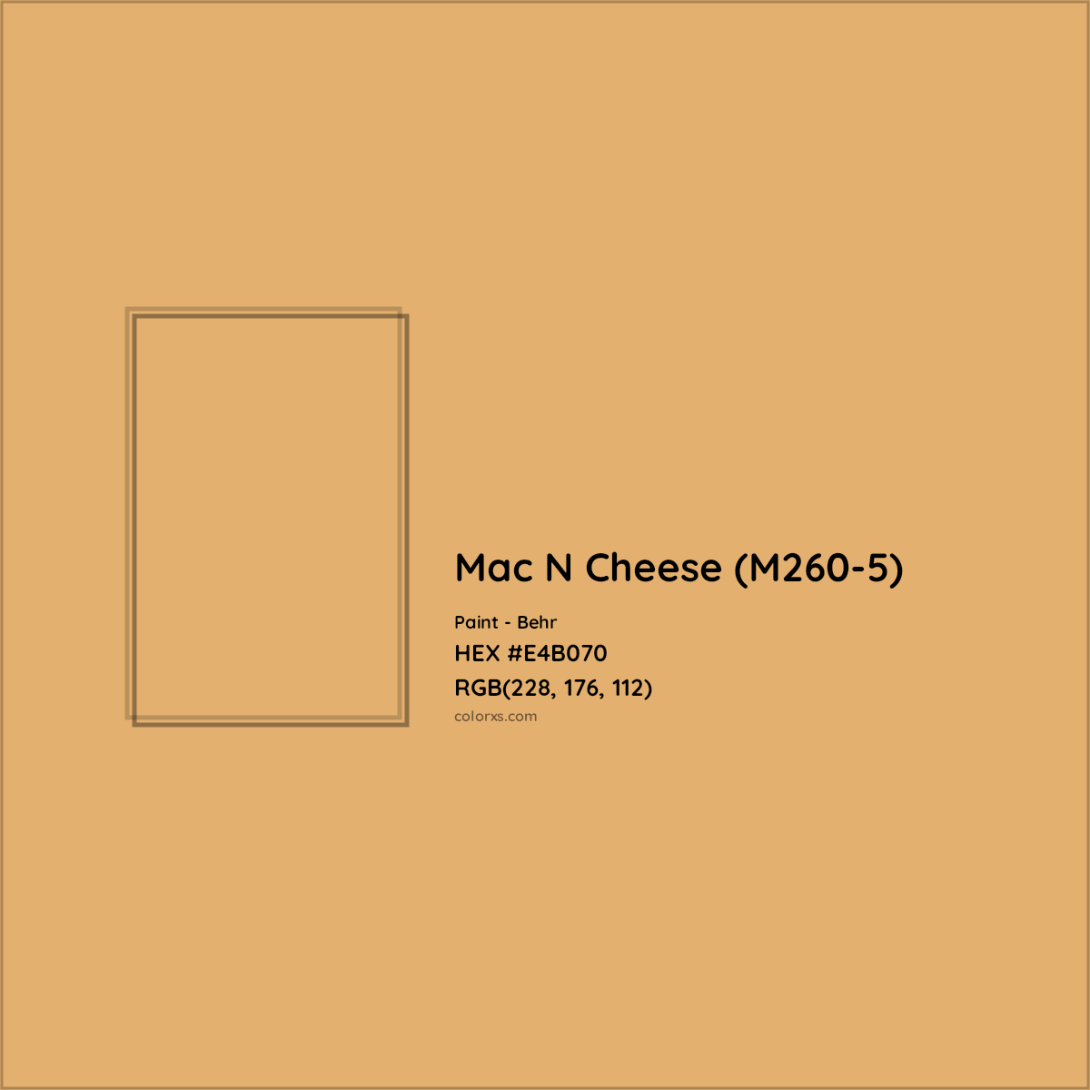HEX #E4B070 Mac N Cheese (M260-5) Paint Behr - Color Code