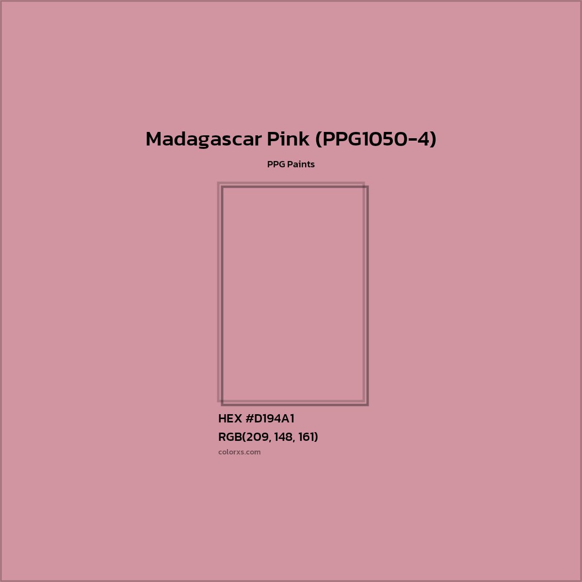 HEX #D194A1 Madagascar Pink (PPG1050-4) Paint PPG Paints - Color Code