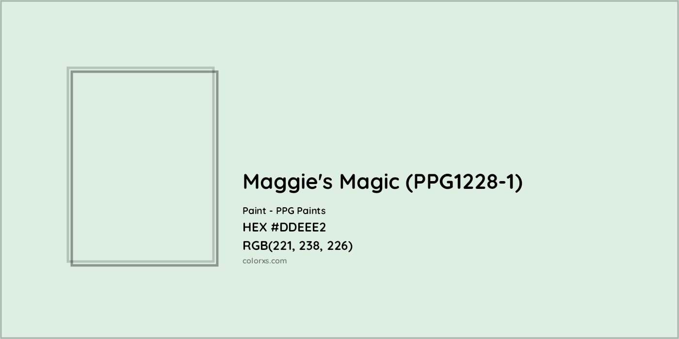 HEX #DDEEE2 Maggie's Magic (PPG1228-1) Paint PPG Paints - Color Code
