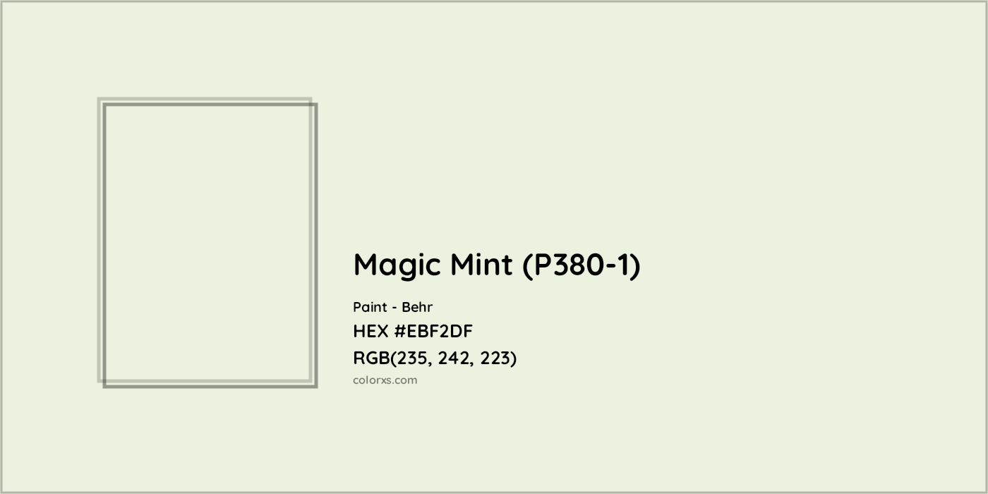 HEX #EBF2DF Magic Mint (P380-1) Paint Behr - Color Code