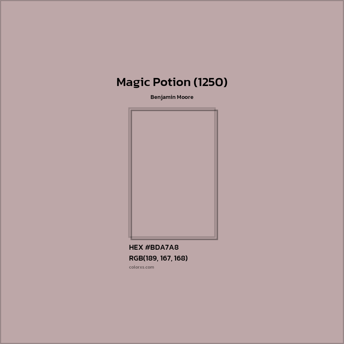 HEX #BDA7A8 Magic Potion (1250) Paint Benjamin Moore - Color Code