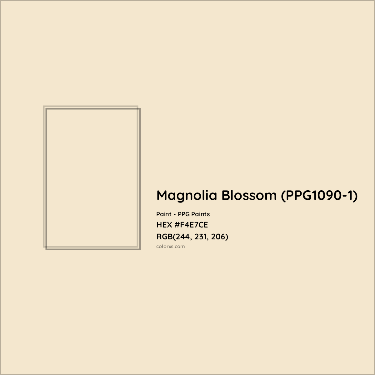 HEX #F4E7CE Magnolia Blossom (PPG1090-1) Paint PPG Paints - Color Code