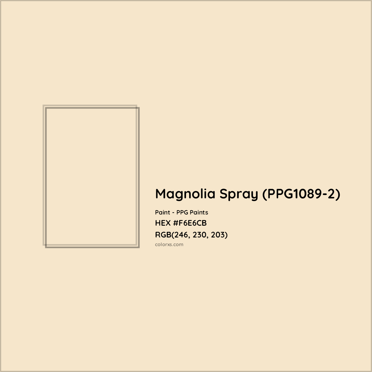 HEX #F6E6CB Magnolia Spray (PPG1089-2) Paint PPG Paints - Color Code
