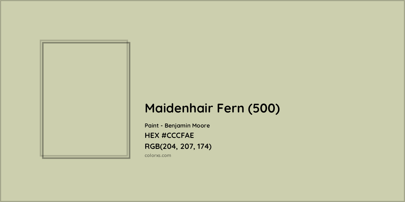 HEX #CCCFAE Maidenhair Fern (500) Paint Benjamin Moore - Color Code