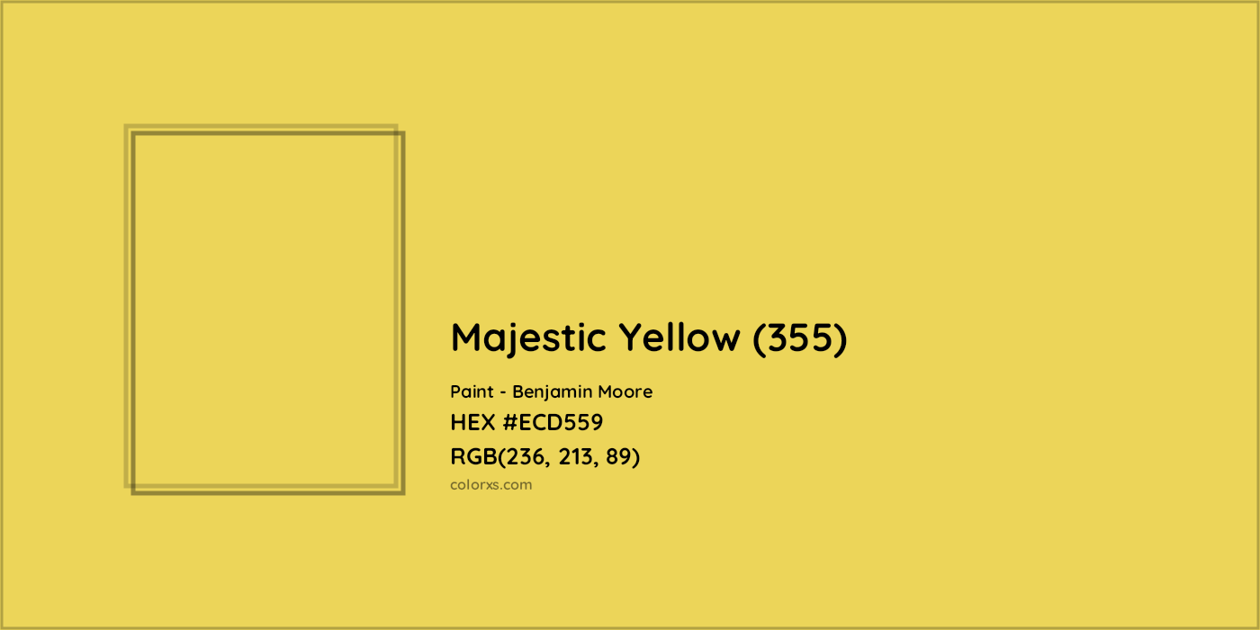 HEX #ECD559 Majestic Yellow (355) Paint Benjamin Moore - Color Code