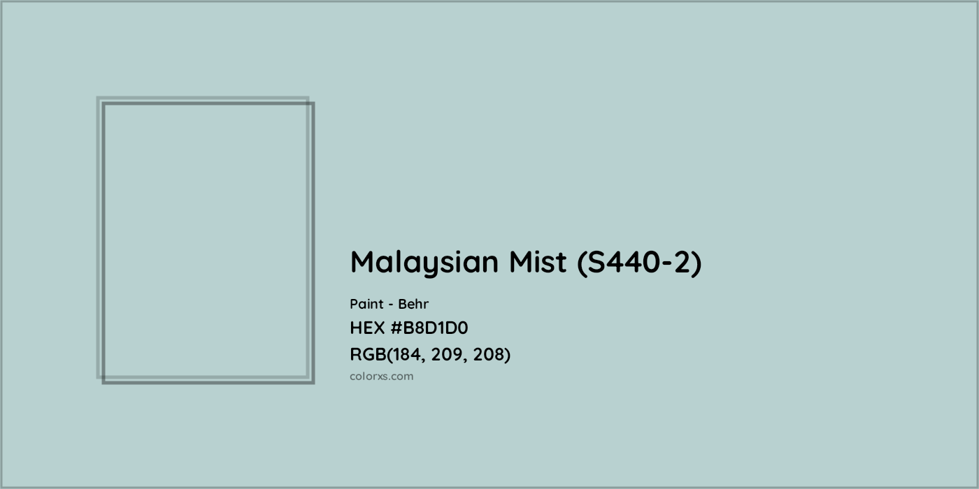HEX #B8D1D0 Malaysian Mist (S440-2) Paint Behr - Color Code