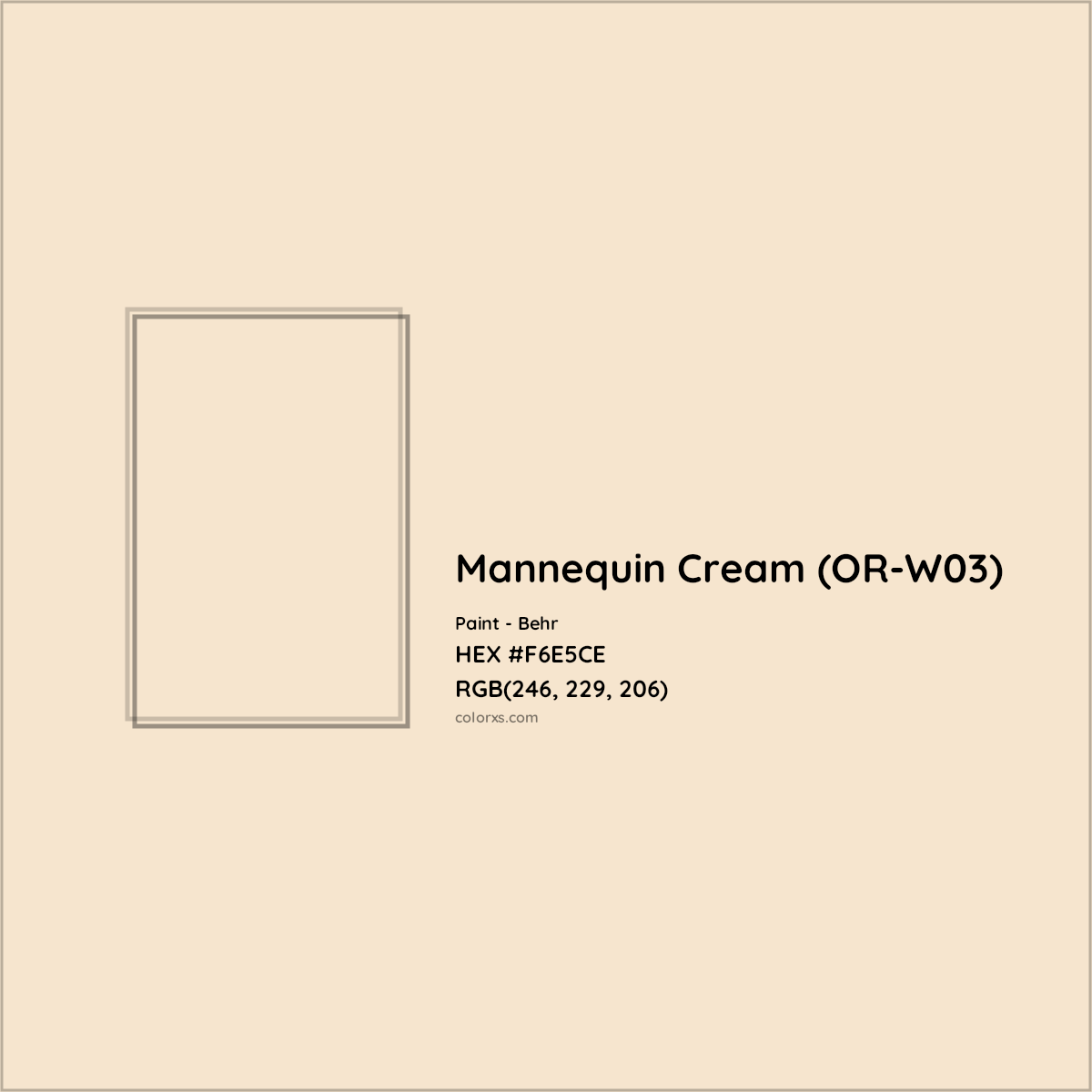 HEX #F6E5CE Mannequin Cream (OR-W03) Paint Behr - Color Code