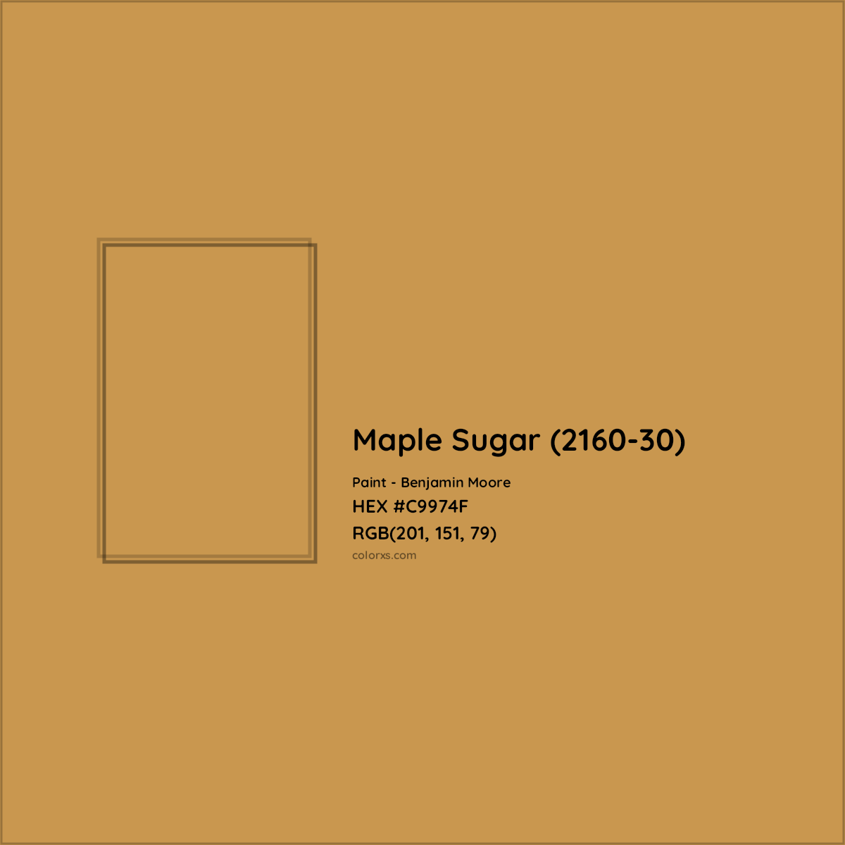 HEX #C9974F Maple Sugar (2160-30) Paint Benjamin Moore - Color Code