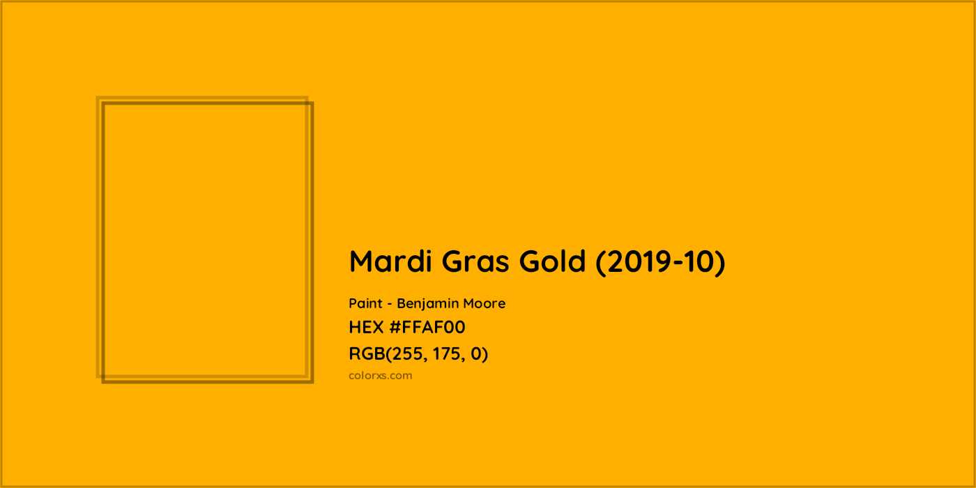 HEX #FFAF00 Mardi Gras Gold (2019-10) Paint Benjamin Moore - Color Code