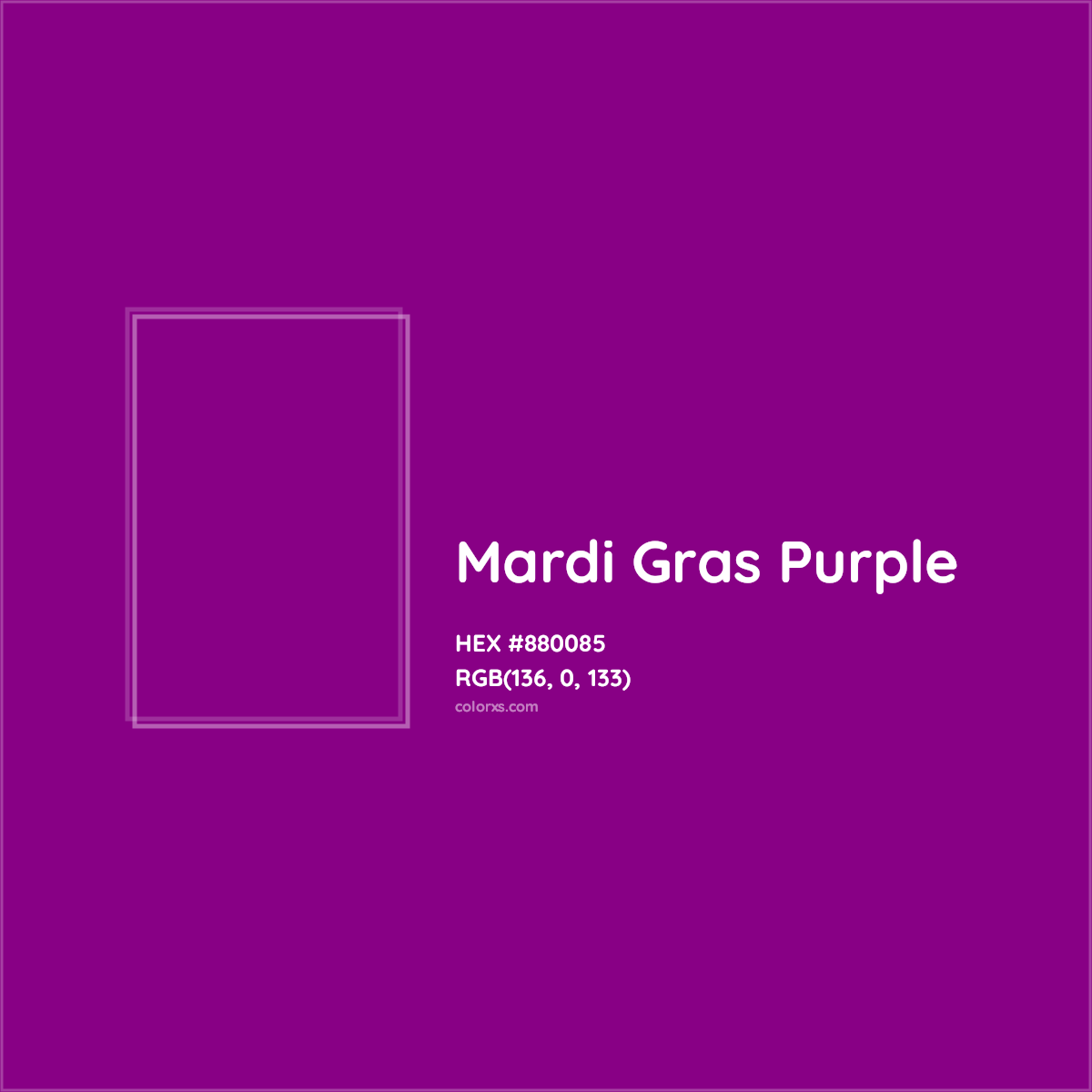 HEX #880085 Mardi Gras Purple Color - Color Code