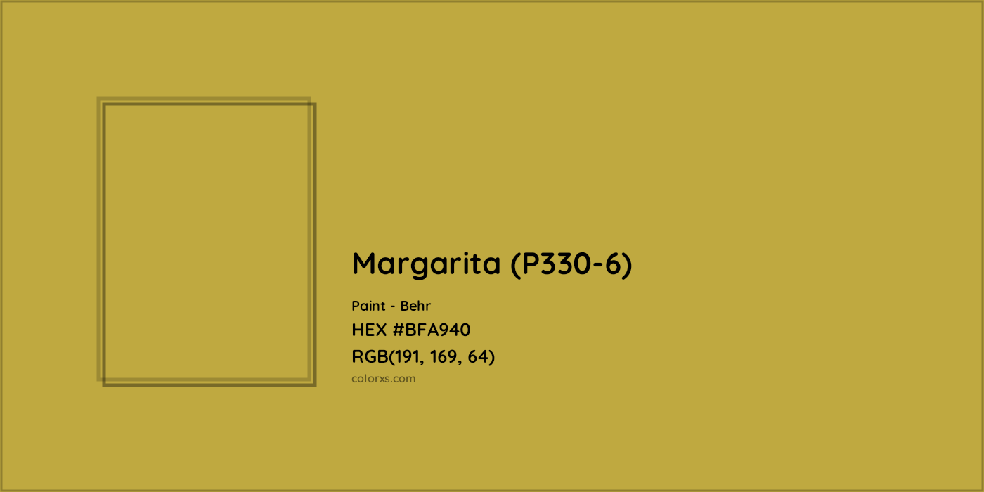 HEX #BFA940 Margarita (P330-6) Paint Behr - Color Code