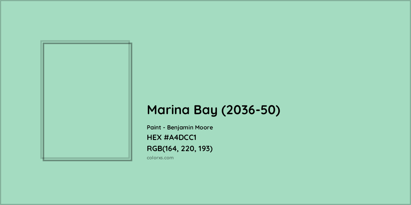 HEX #A4DCC1 Marina Bay (2036-50) Paint Benjamin Moore - Color Code