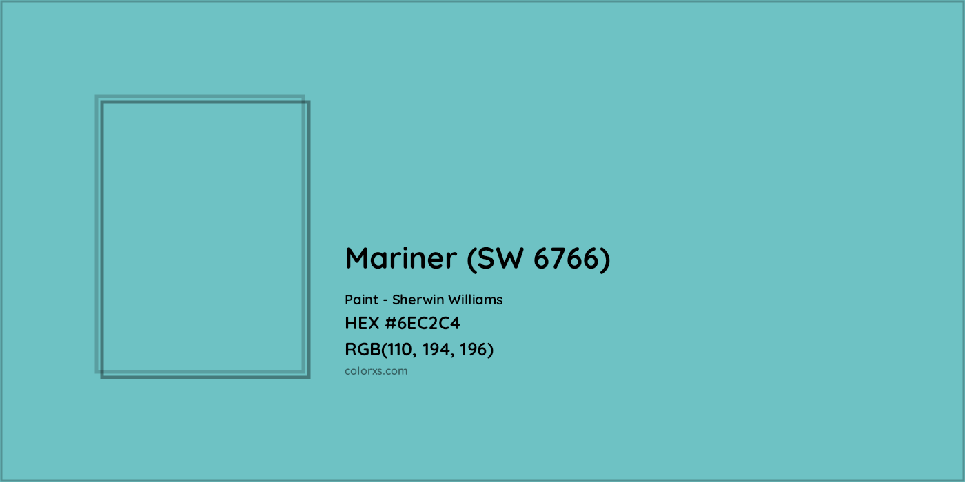 HEX #6EC2C4 Mariner (SW 6766) Paint Sherwin Williams - Color Code