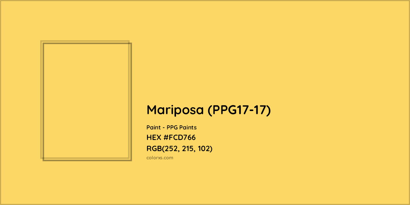 HEX #FCD766 Mariposa (PPG17-17) Paint PPG Paints - Color Code