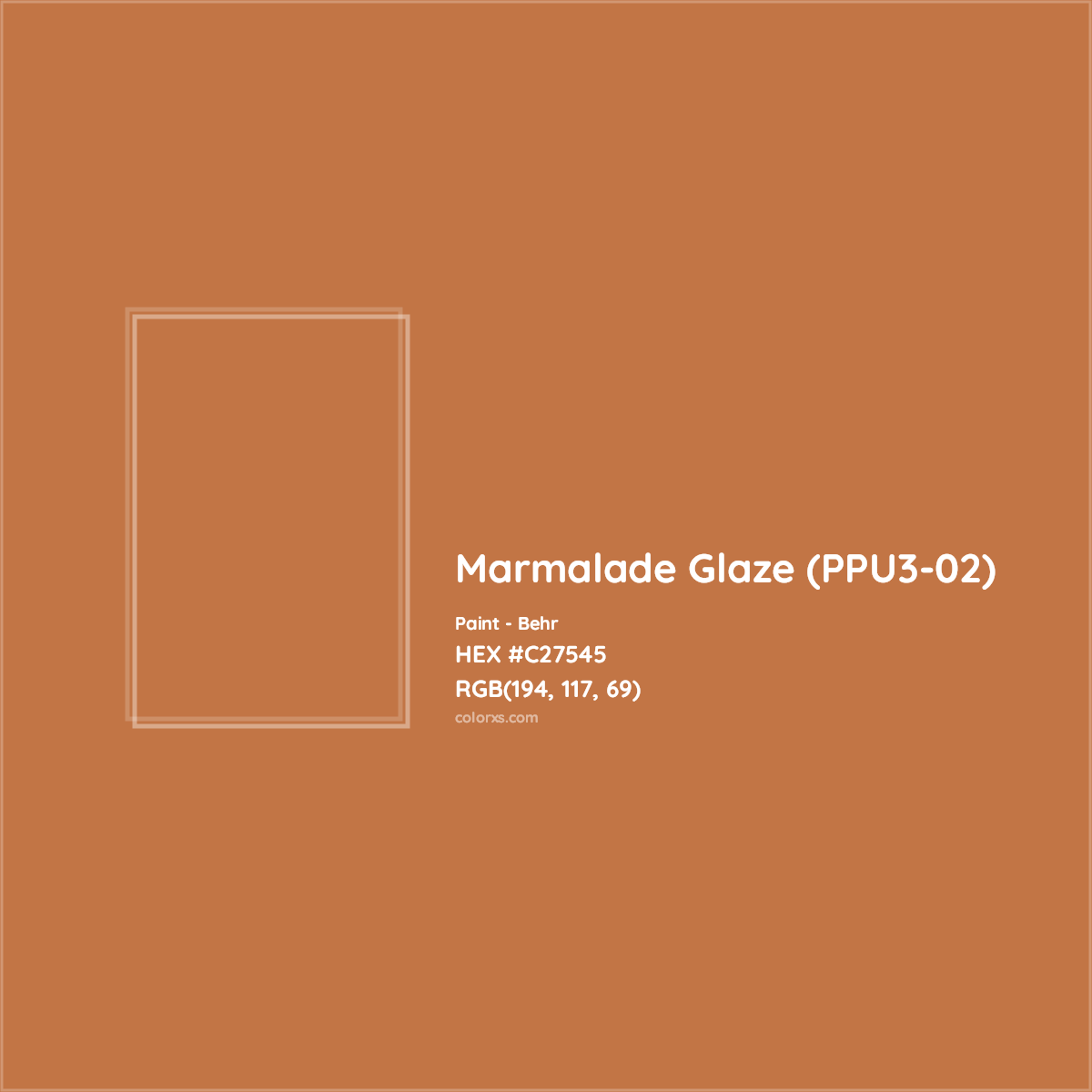 HEX #C27545 Marmalade Glaze (PPU3-02) Paint Behr - Color Code