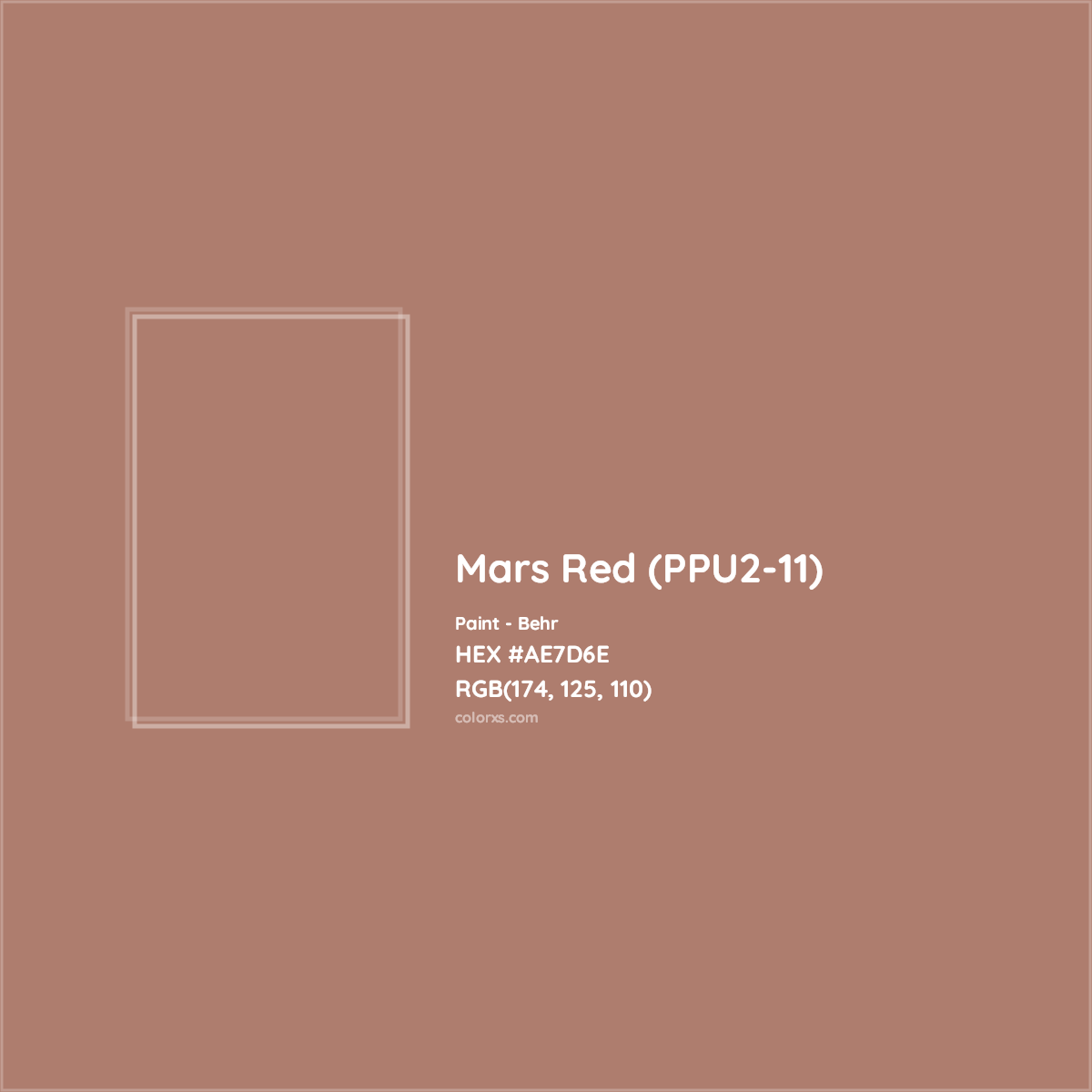 HEX #AE7D6E Mars Red (PPU2-11) Paint Behr - Color Code