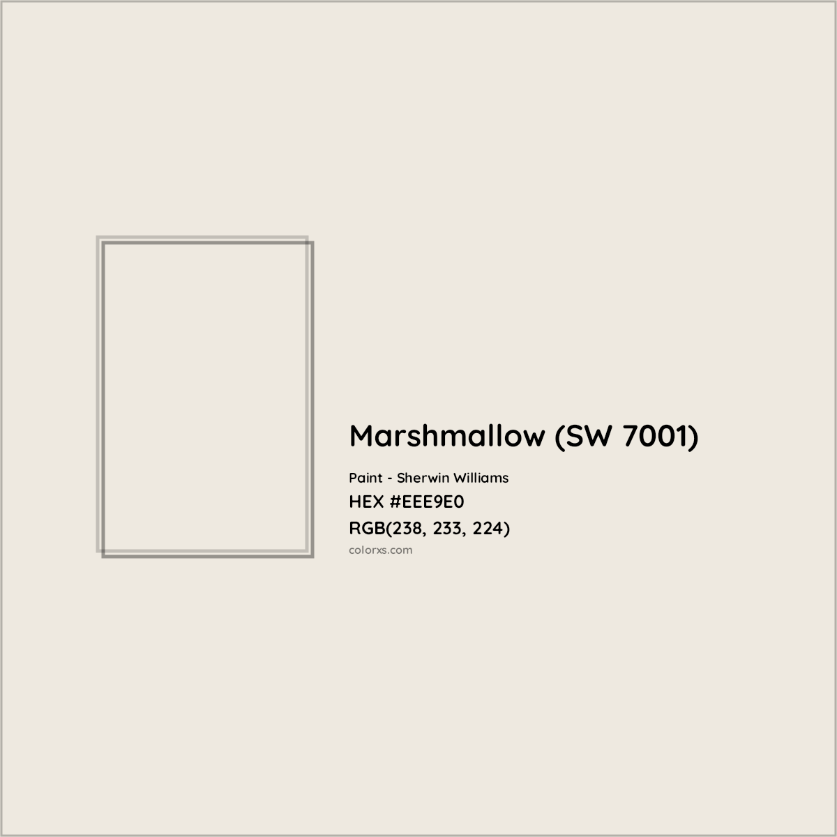 HEX #EEE9E0 Marshmallow (SW 7001) Paint Sherwin Williams - Color Code