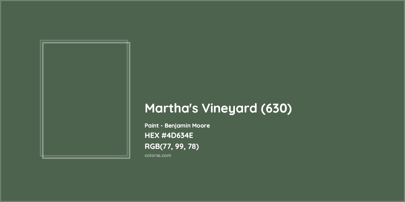 HEX #4D634E Martha's Vineyard (630) Paint Benjamin Moore - Color Code