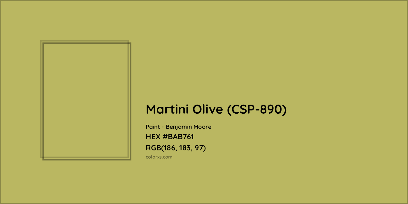 HEX #BAB761 Martini Olive (CSP-890) Paint Benjamin Moore - Color Code