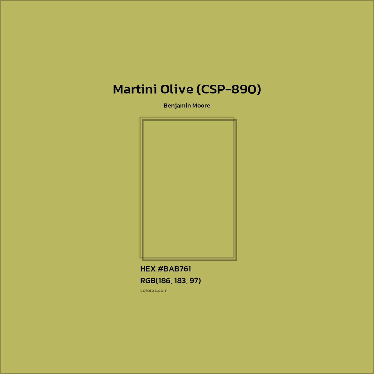 HEX #BAB761 Martini Olive (CSP-890) Paint Benjamin Moore - Color Code