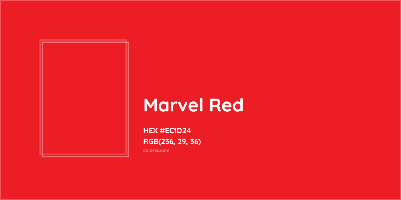 HEX #EC1D24 Marvel Red Other Brand - Color Code