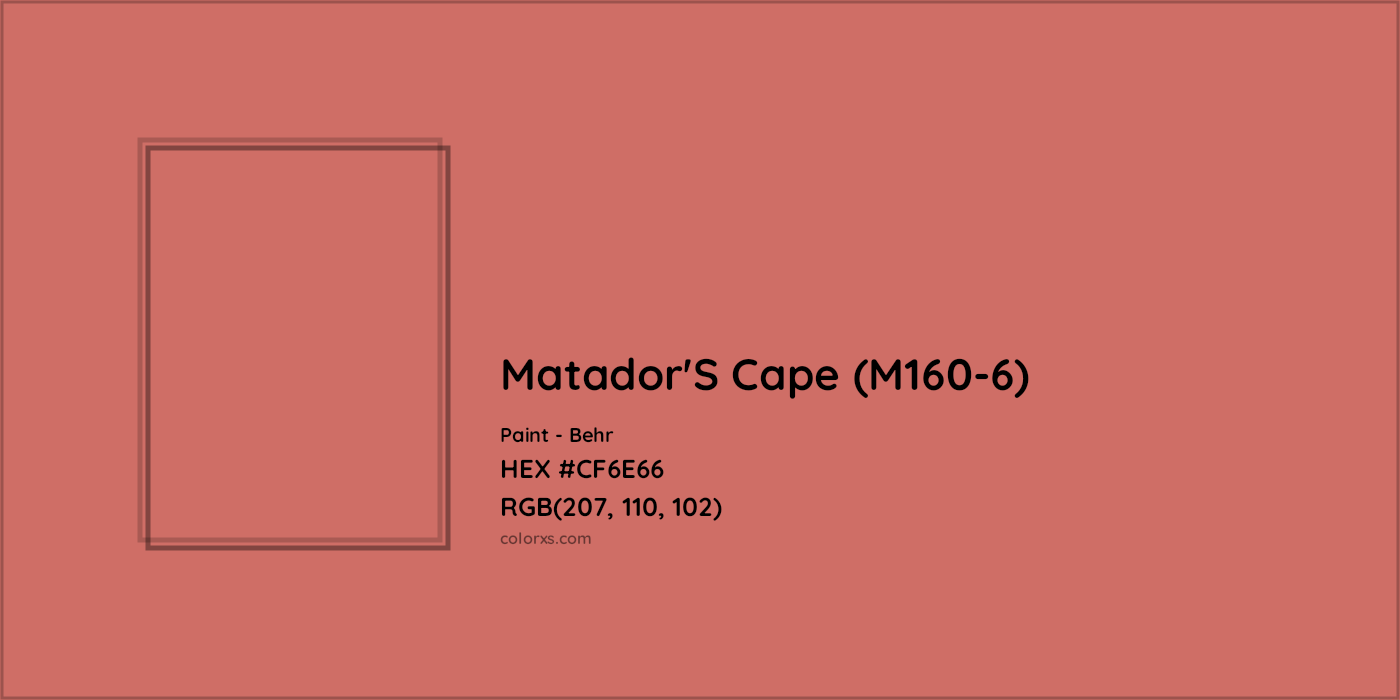 HEX #CF6E66 Matador'S Cape (M160-6) Paint Behr - Color Code