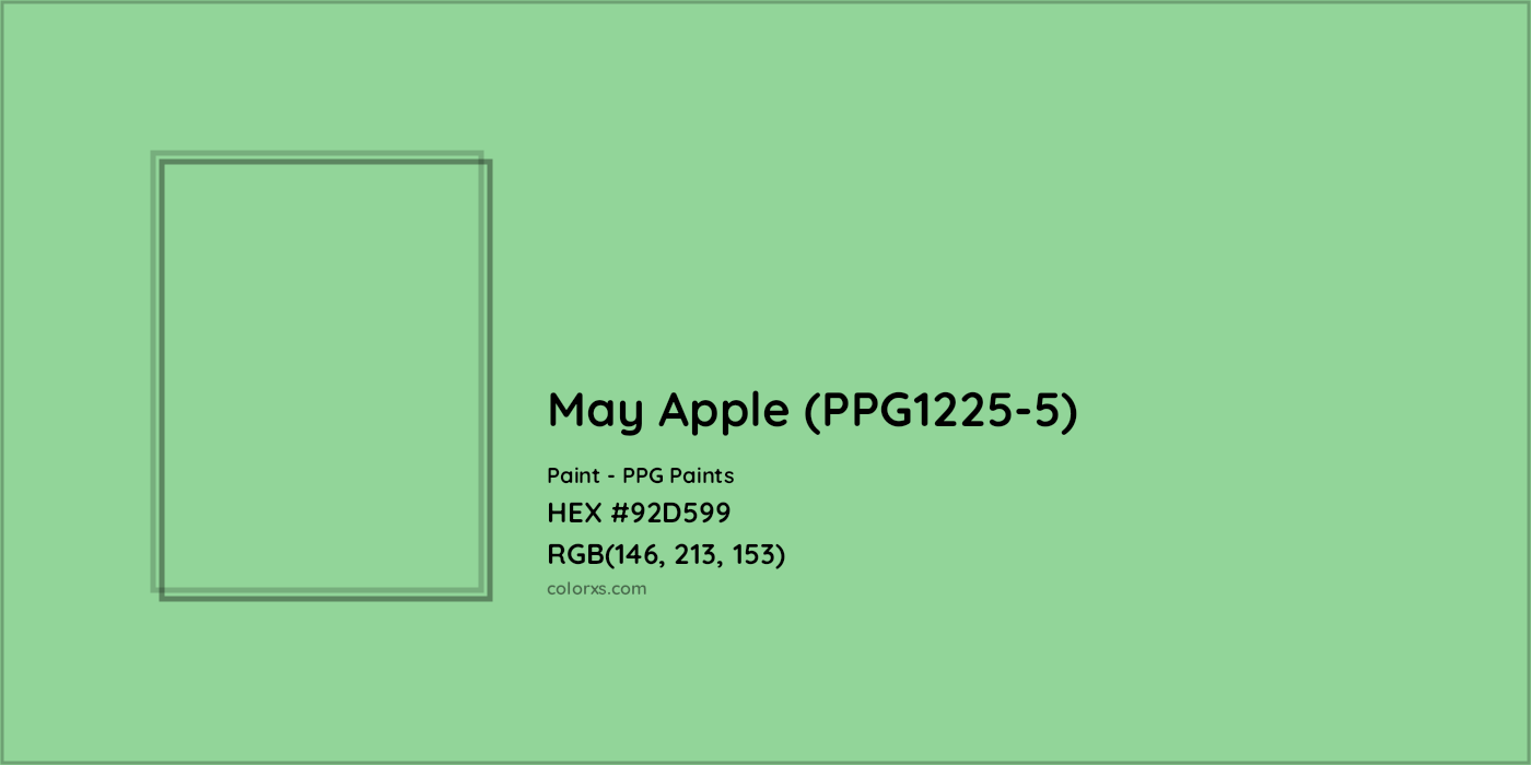 HEX #92D599 May Apple (PPG1225-5) Paint PPG Paints - Color Code