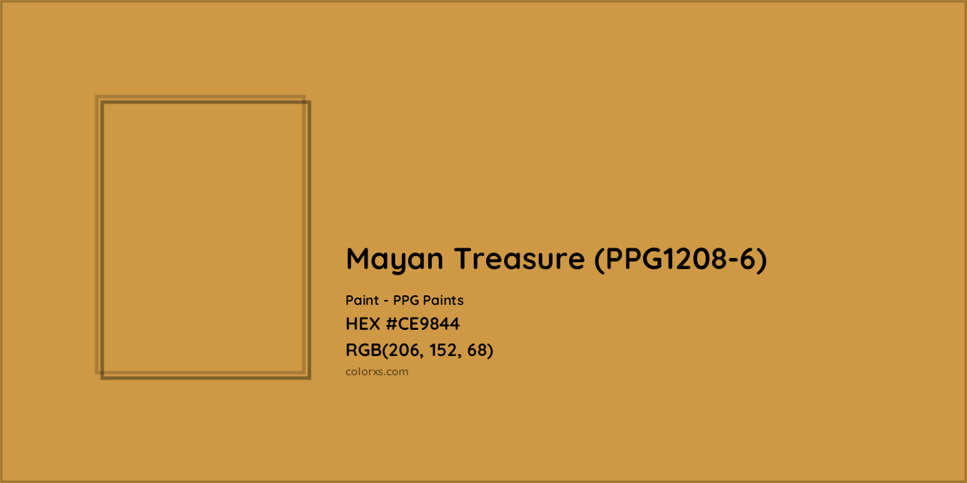 HEX #CE9844 Mayan Treasure (PPG1208-6) Paint PPG Paints - Color Code