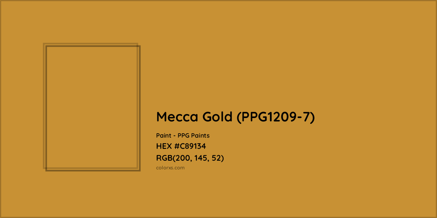 HEX #C89134 Mecca Gold (PPG1209-7) Paint PPG Paints - Color Code