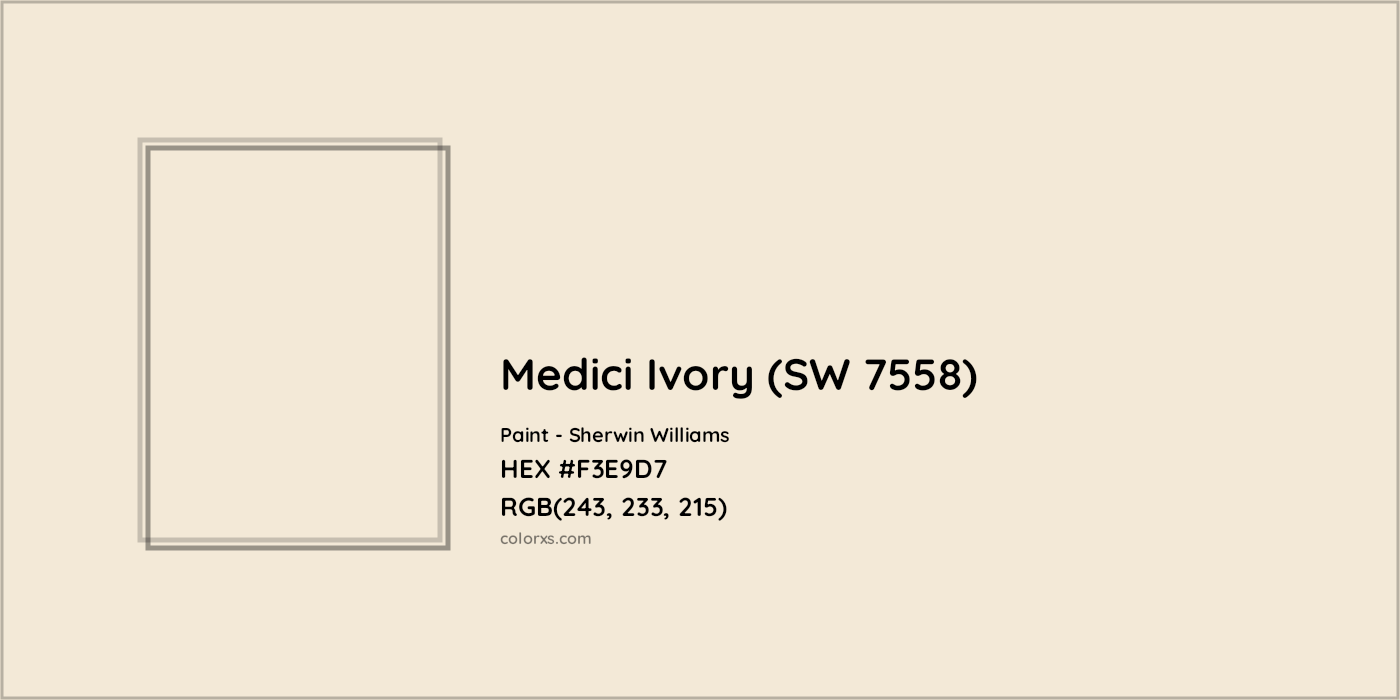 HEX #F3E9D7 Medici Ivory (SW 7558) Paint Sherwin Williams - Color Code