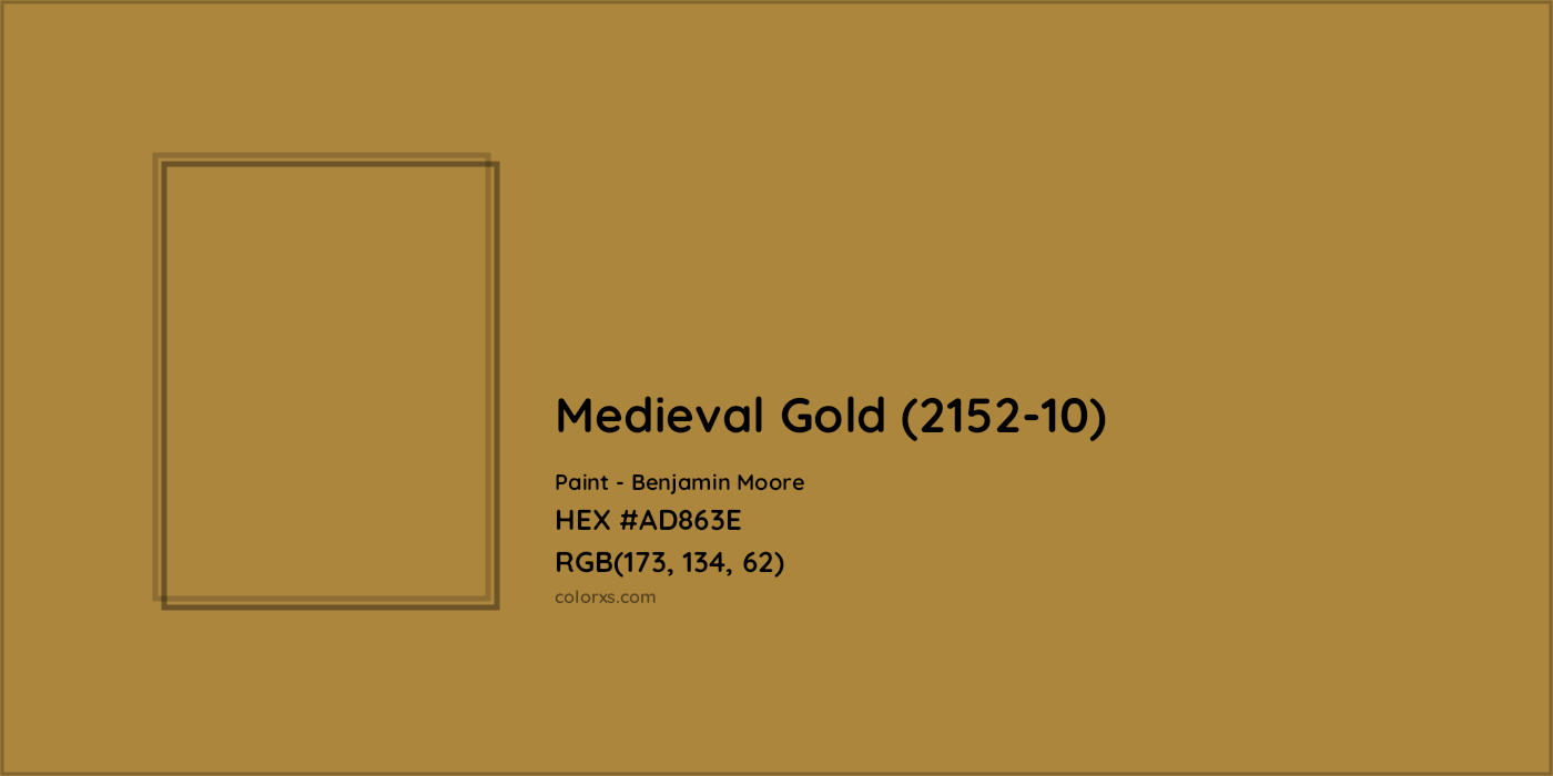 HEX #AD863E Medieval Gold (2152-10) Paint Benjamin Moore - Color Code
