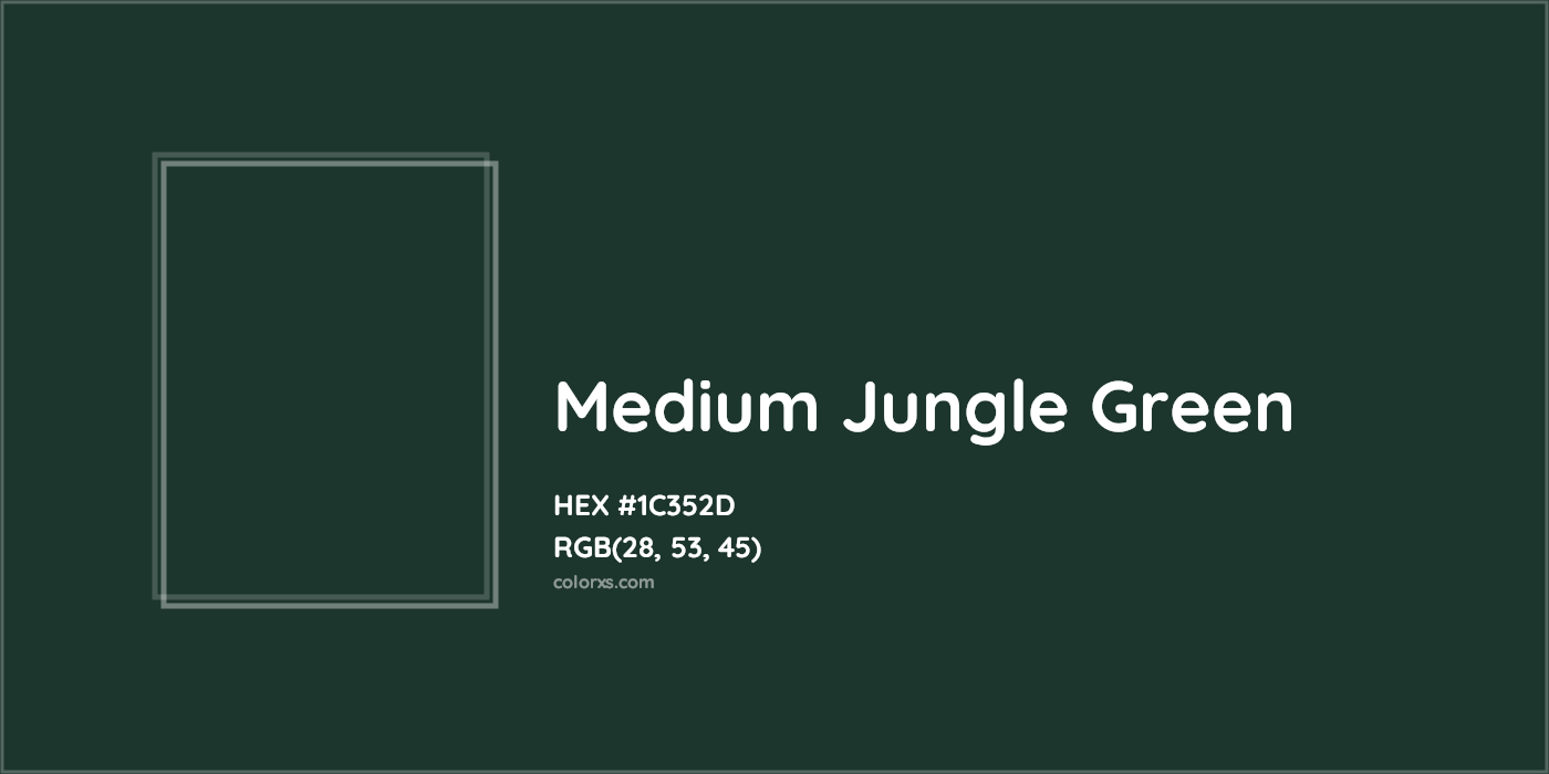 HEX #1C352D Medium Jungle Green Color - Color Code