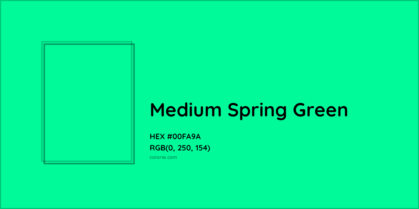 HEX #00FA9A Medium Spring Green Color - Color Code