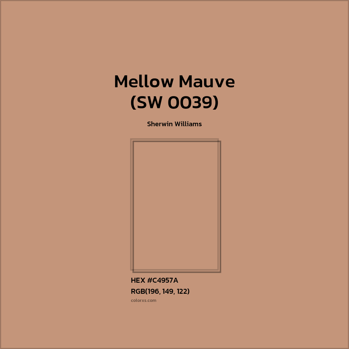 HEX #C4957A Mellow Mauve (SW 0039) Paint Sherwin Williams - Color Code