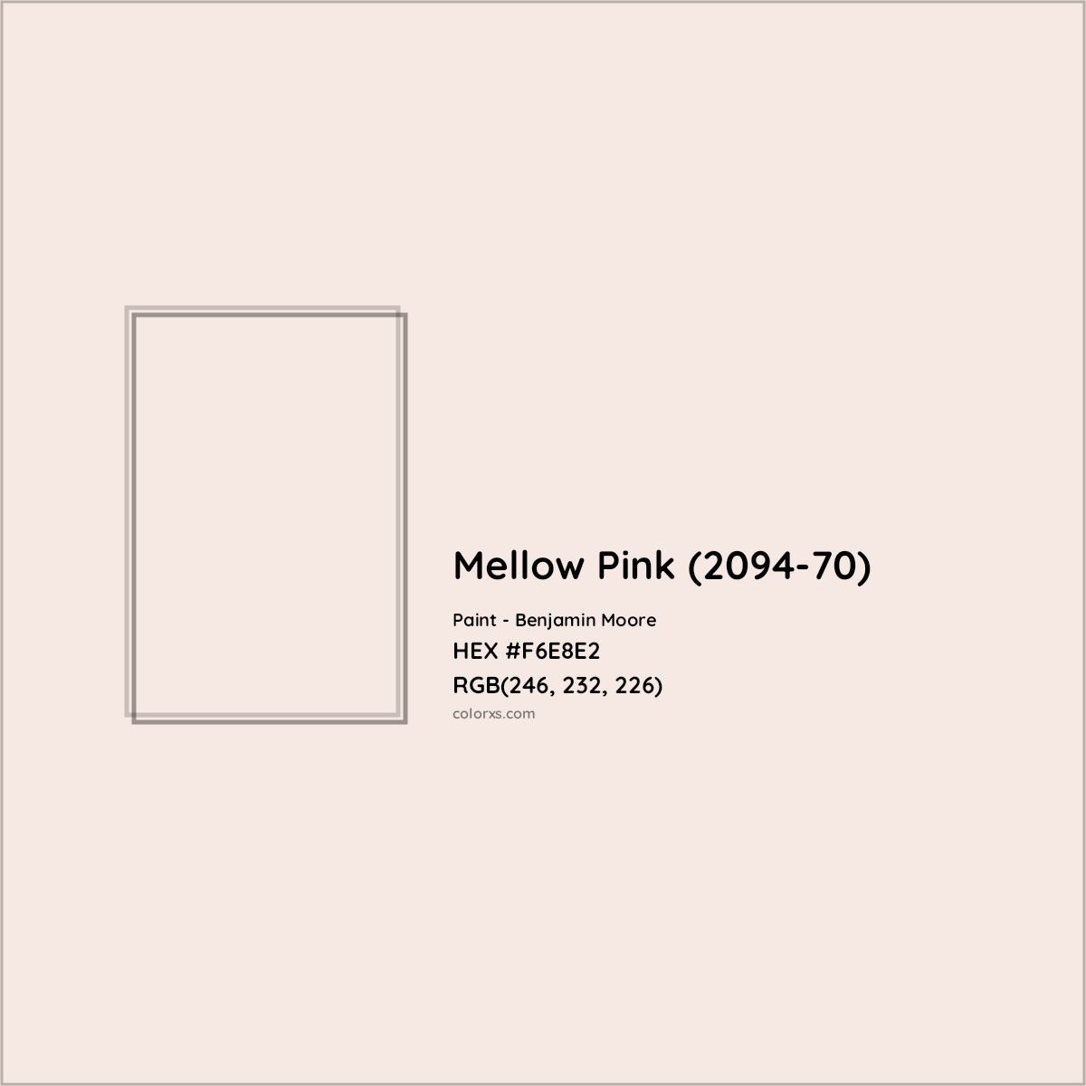 HEX #F6E8E2 Mellow Pink (2094-70) Paint Benjamin Moore - Color Code