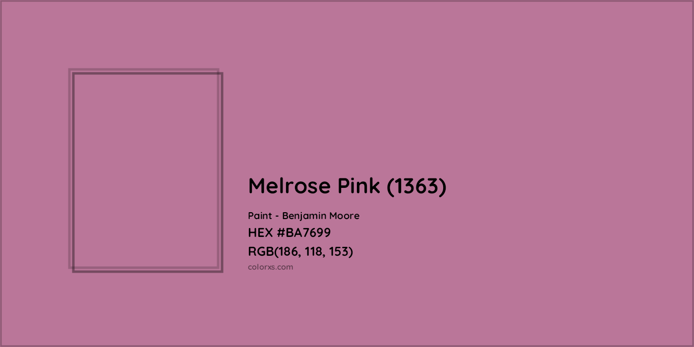 HEX #BA7699 Melrose Pink (1363) Paint Benjamin Moore - Color Code