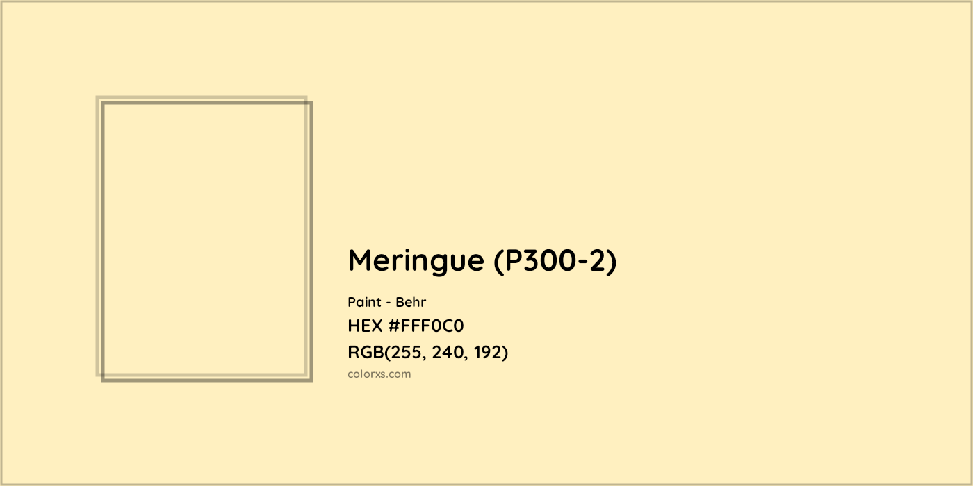 HEX #FFF0C0 Meringue (P300-2) Paint Behr - Color Code